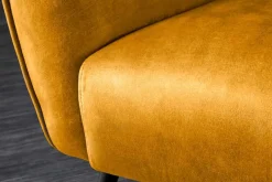Design XL Sessel AMSTERDAM senfgelb Samt schwarze Metallbeine Retro Stil