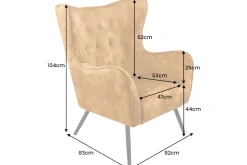 Design XL Sessel AMSTERDAM senfgelb Samt schwarze Metallbeine Retro Stil
