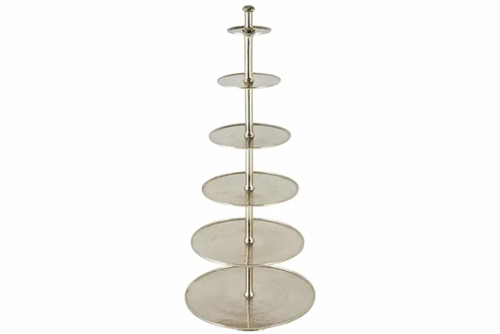 Design XXL Etagere ABSTRACT 180cm silber Metall mit sechs Etagen handmade