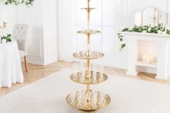 Design XXL Etagere ABSTRACT 150cm gold Metall mit fünf Etagen handmade