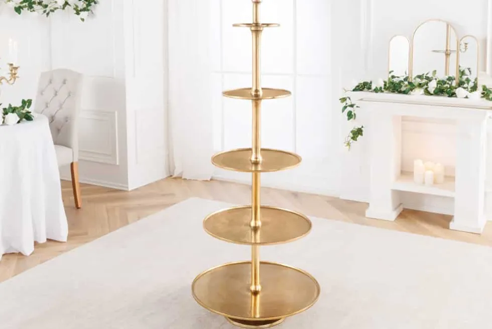 Design XXL Etagere ABSTRACT 150cm gold Metall mit fünf Etagen handmade