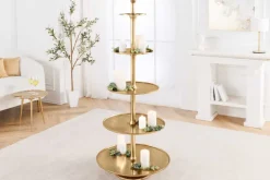 Design XXL Etagere ABSTRACT 150cm gold Metall mit fünf Etagen handmade