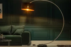Dimmbare Bogenlampe PYTHON 190cm schwarz gold Retro Bogenleuchte