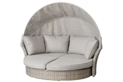 Drehbare Sonneninsel SEATTLE 195cm greige mit Sonnendach inkl. Kissen