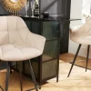 Drehbarer Barhocker PAPILLON champagner beige Barstuhl mit Lehne schwarze Metallbeine