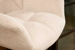 Drehbarer Barhocker PAPILLON champagner beige Barstuhl mit Lehne schwarze Metallbeine