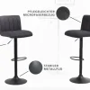 Drehbarer Barhocker PORTLAND vintage grau Microfaser Barstuhl mit Lehne höhenverstellbar