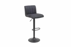 Drehbarer Barhocker PORTLAND vintage grau Microfaser Barstuhl mit Lehne höhenverstellbar