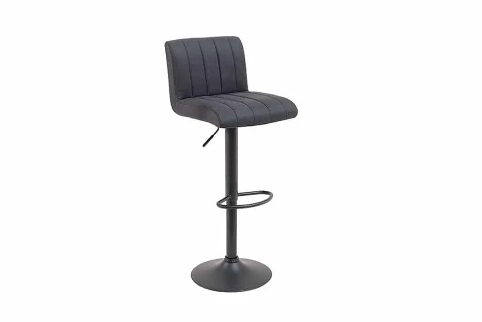 Drehbarer Barhocker PORTLAND vintage grau Microfaser Barstuhl mit Lehne höhenverstellbar