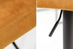 Drehbarer Barhocker PORTLAND senfgelb Samt Barstuhl mit Lehne höhenverstellbar