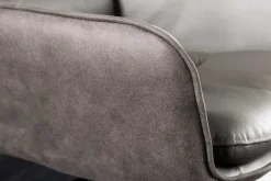 Drehbarer Design Barhocker BIG GEORGE taupe Echtleder Microfaser höhenverstellbar mit Armlehnen