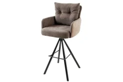 Drehbarer Design Barhocker BIG GEORGE taupe Samt Taschenfederkern mit Armlehnen Metall