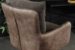 Drehbarer Design Barhocker BIG GEORGE taupe Samt Taschenfederkern mit Armlehnen Metall