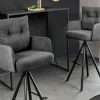 Drehbarer Design Barhocker BIG GEORGE anthrazit Samt Taschenfederkern mit Armlehnen