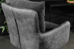 Drehbarer Design Barhocker BIG GEORGE anthrazit Samt Taschenfederkern mit Armlehnen