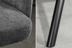 Drehbarer Design Barhocker BIG GEORGE anthrazit Samt Taschenfederkern mit Armlehnen