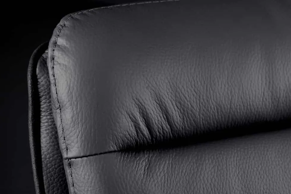 Drehbarer Design Barhocker BIG GEORGE schwarz anthrazit Echtleder höhenverstellbar mit Armlehnen