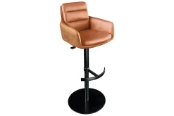Drehbarer Design Barhocker BIG GEORGE cognac Echtleder höhenverstellbar mit Armlehnen