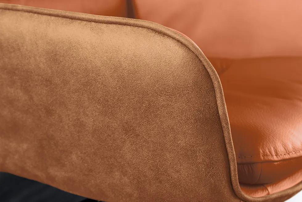 Drehbarer Design Barhocker BIG GEORGE cognac Echtleder höhenverstellbar mit Armlehnen