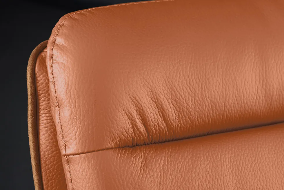 Drehbarer Design Barhocker BIG GEORGE cognac Echtleder höhenverstellbar mit Armlehnen