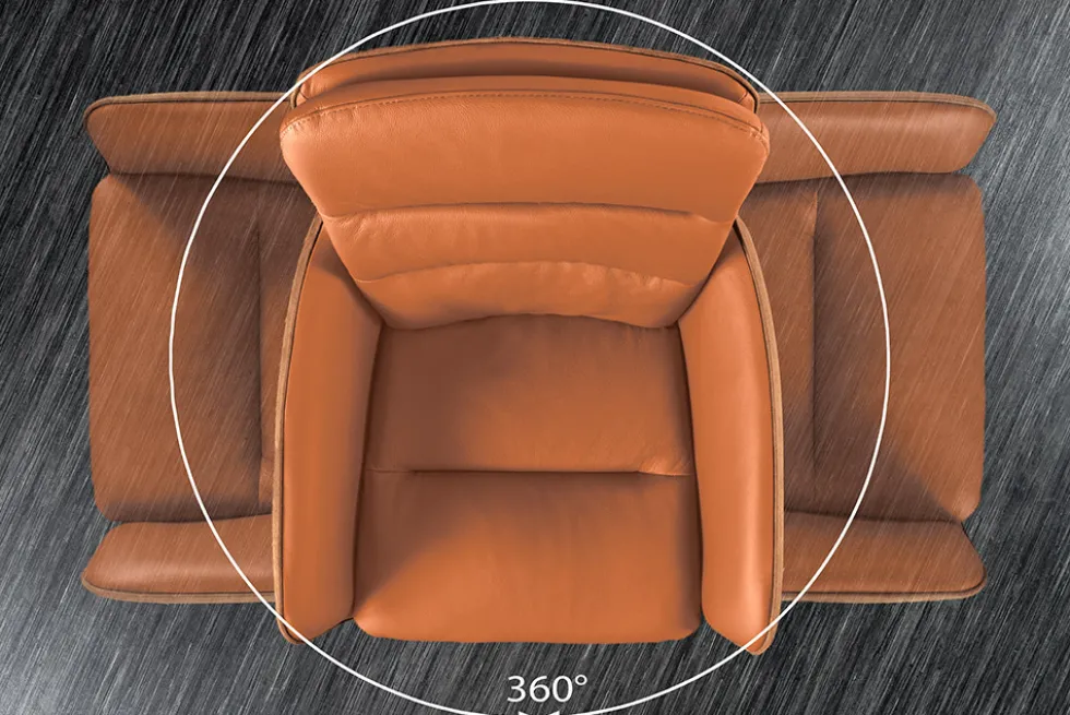 Drehbarer Design Barhocker BIG GEORGE cognac Echtleder höhenverstellbar mit Armlehnen