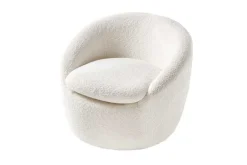 Drehbarer Design Sessel ALPINE beige Bouclé 360° mit Armlehnen