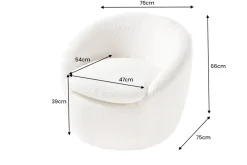 Drehbarer Design Sessel ALPINE beige Bouclé 360° mit Armlehnen