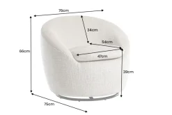 Drehbarer Design Sessel ALPINE beige Chenille Cremona 360° mit Armlehnen