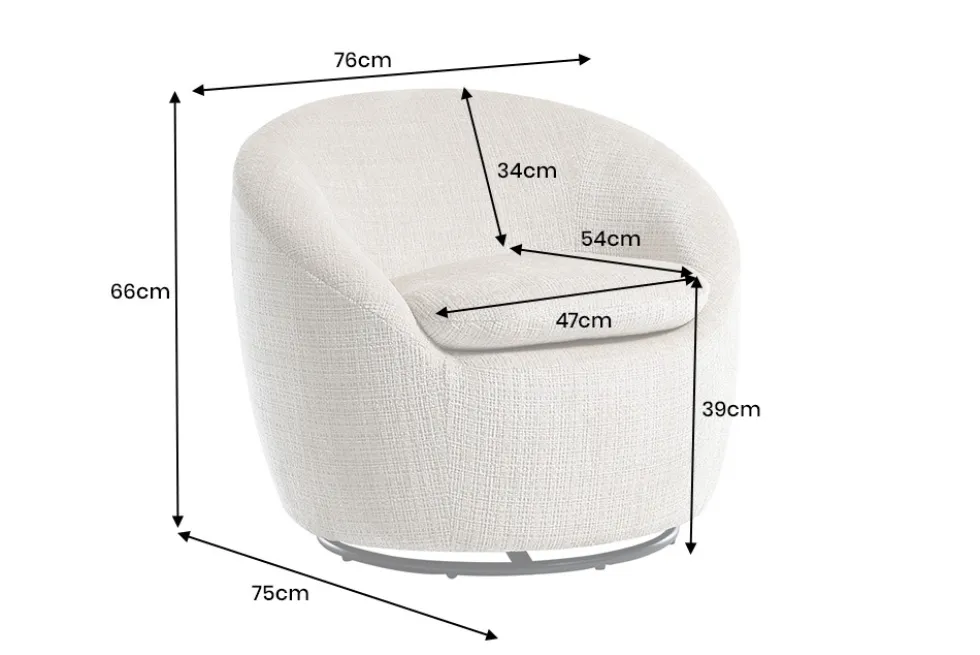 Drehbarer Design Sessel ALPINE beige Chenille Cremona 360° mit Armlehnen