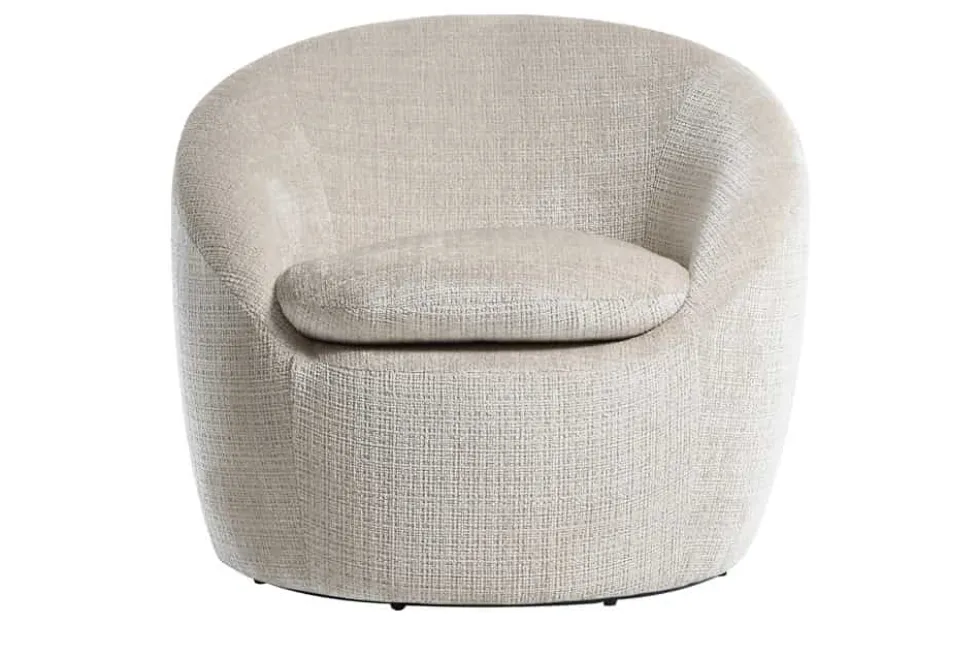 Drehbarer Design Sessel ALPINE beige Chenille Cremona 360° mit Armlehnen