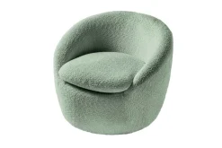 Drehbarer Design Sessel ALPINE salbei Bouclé 360° mit Armlehnen