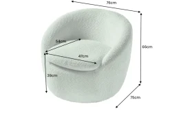 Drehbarer Design Sessel ALPINE salbei Bouclé 360° mit Armlehnen