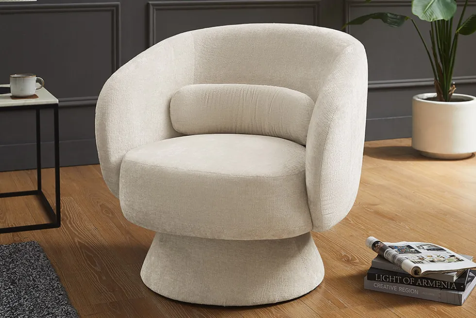 Drehbarer Design Sessel BOSSA NOVA beige Chenille