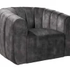 Drehbarer Design Sessel BABYLON dunkelgrau Samt Lounge Cocktailsessel