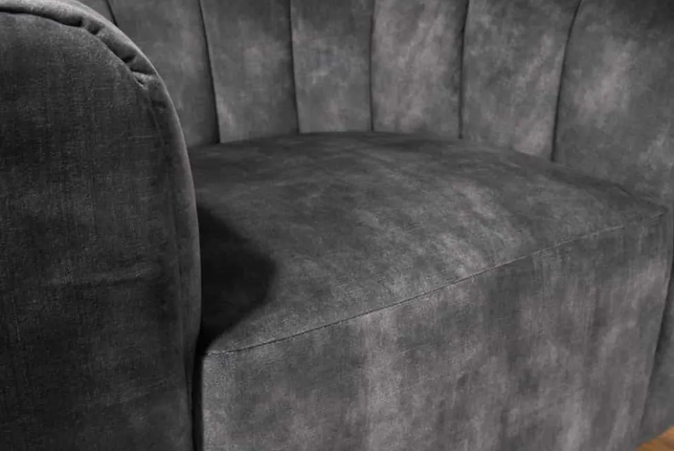 Drehbarer Design Sessel BABYLON dunkelgrau Samt Lounge Cocktailsessel