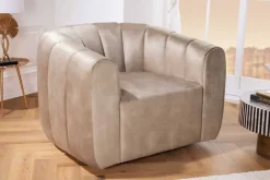 Drehbarer Design Sessel BABYLON champagner Samt Lounge Cocktailsessel