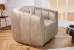 Drehbarer Design Sessel BABYLON champagner Samt Lounge Cocktailsessel