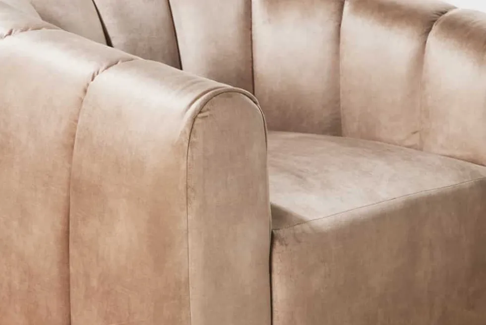 Drehbarer Design Sessel BABYLON champagner Samt Lounge Cocktailsessel
