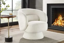 Drehbarer Design Sessel BOSSA NOVA beige Bouclé