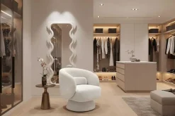 Drehbarer Design Sessel BOSSA NOVA beige Bouclé