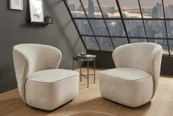 Drehbarer Design Sessel GATSBY beige Samt 360°