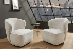 Drehbarer Design Sessel GATSBY beige Bouclé Tweed Soft 360°