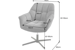 Drehbarer Design Sessel PAPILLON petrol Samt 360° schwarz Metall höhenverstellbar