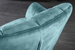 Drehbarer Design Sessel PAPILLON petrol Samt 360° schwarz Metall höhenverstellbar