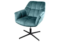 Drehbarer Design Sessel PAPILLON petrol Samt 360° schwarz Metall höhenverstellbar