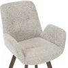 Drehbarer Design Stuhl BALTIC taupe Bouclé Tweed Soft Eiche Massivholz Walnuss
