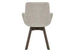 Drehbarer Design Stuhl BALTIC taupe Bouclé Tweed Soft Eiche Massivholz Walnuss