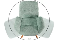 Drehbarer Design Stuhl BALTIC mint Bouclé natur Eiche Massivholz-Beine mit Armlehne