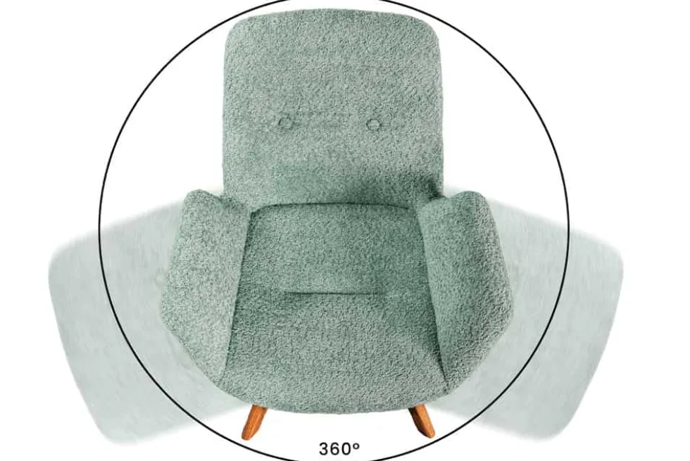 Drehbarer Design Stuhl BALTIC mint Bouclé natur Eiche Massivholz-Beine mit Armlehne