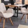 Drehbarer Design Stuhl BALTIC beige Bouclé natur Eiche Massivholz-Beine mit Armlehne